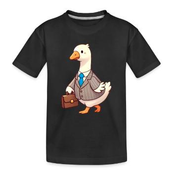 Ernsthafte Gans im Business-Anzug-Design - Kinder Premium Bio T-Shirt - Schwarz - Vorne