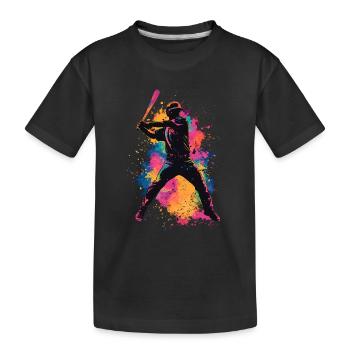 Bunter Baseball Spieler - Kinder Premium Bio T-Shirt - Schwarz - Vorne