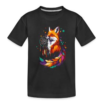 Renard avec attrape-rêves - T-shirt bio Premium Enfant - noir - Devant