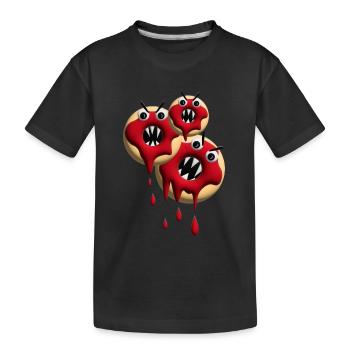 Drei Halloween Donuts sehr bissig. - Kinder Premium Bio T-Shirt - Schwarz - Vorne