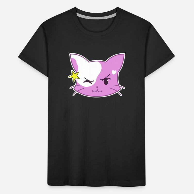 Heart Cat Standard Version Winking Kids' Premium Organic T-Shirt