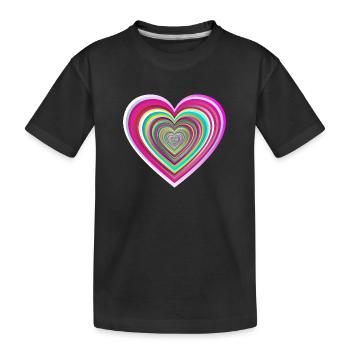 buntes Herz mit 3D-Effekt - Kinder Premium Bio T-Shirt - Schwarz - Vorne