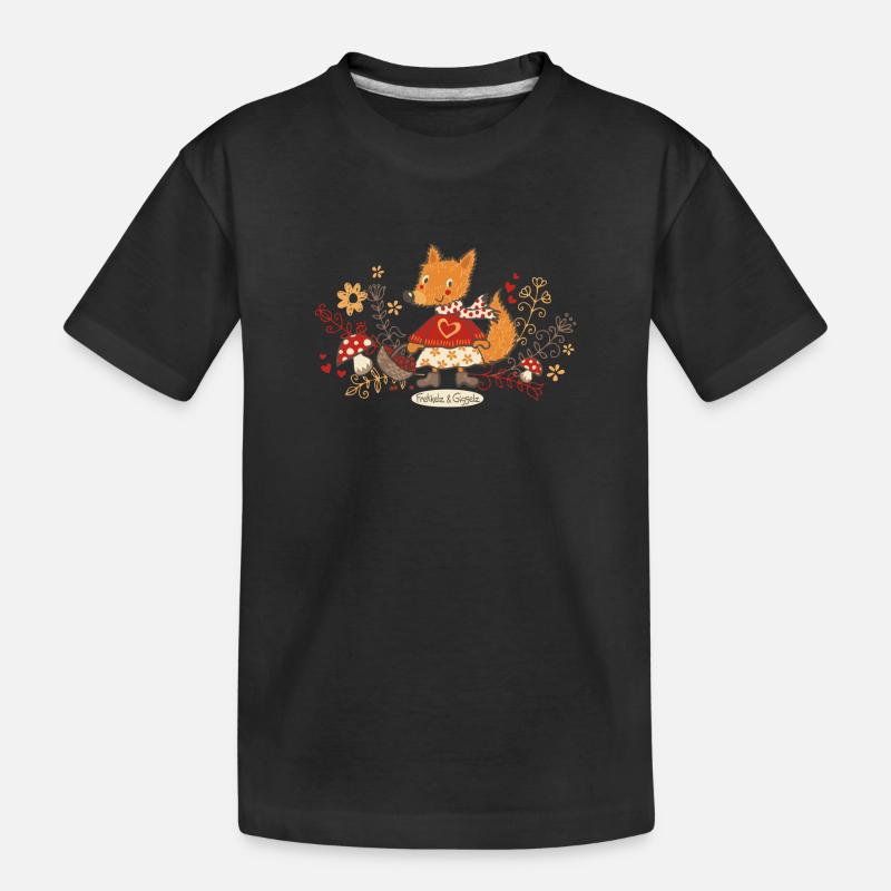 Fuchs auf Beerensuche - Kinder Premium Bio T-Shirt - Schwarz