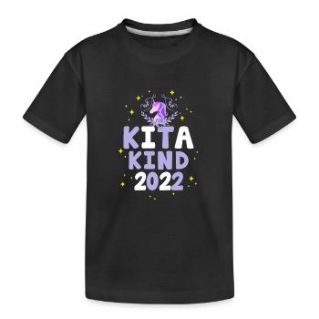 Kita Kind 2022 Kindergarten Einhorn Eingewöhnung - Kinder Premium Bio T-Shirt - Schwarz - Vorne
