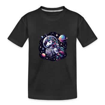 Einhorn in der Sternengalaxie - Kinder Premium Bio T-Shirt - Schwarz - Vorne