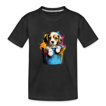 Beagle Niedlicher Hund Farbeimer - Kinder Premium Bio T-Shirt - Schwarz - Vorne