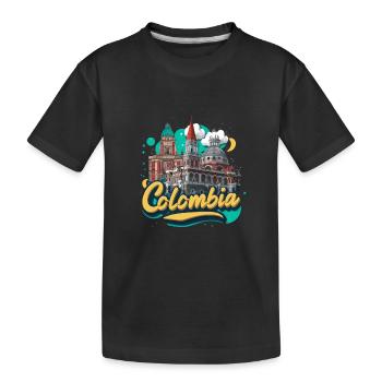 Kolumbien Stadtbild mit künstlerischem Skyline - Kinder Premium Bio T-Shirt - Schwarz - Vorne
