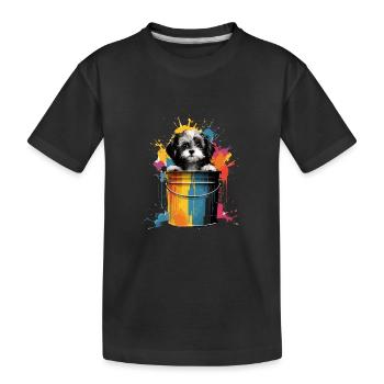 Dalmatiner Niedlicher Hund Farbeimer - Kinder Premium Bio T-Shirt - Schwarz - Vorne