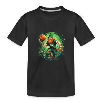 Leprechaun Basketball Irish Irland - Kinder Premium Bio T-Shirt - Schwarz - Vorne
