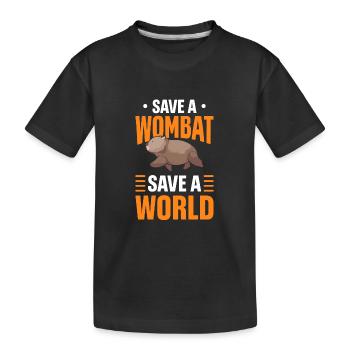 Rette einen Wombat, rette eine Welt Wombat Rescue - Kinder Premium Bio T-Shirt - Schwarz - Vorne