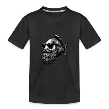 Cool Hipster Poisson Homme Carpe Moustache Chapeau - T-shirt bio Premium Enfant - noir - Devant