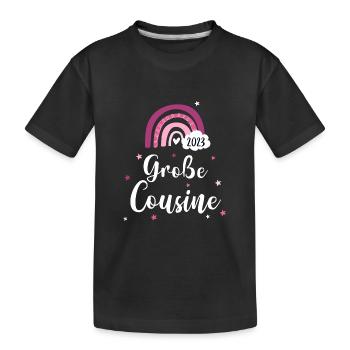 Große Cousine 2023 Regenbogen - Kinder Premium Bio T-Shirt - Schwarz - Vorne