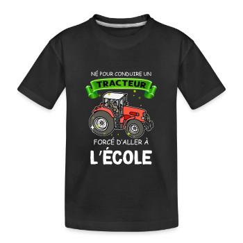 Tracteur Garçon et Ecole Humour Enfant - T-shirt bio Premium Enfant - noir - Devant