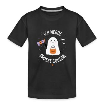 Ich werde große Cousine Halloween Herz Mädchen - Kinder Premium Bio T-Shirt - Schwarz - Vorne