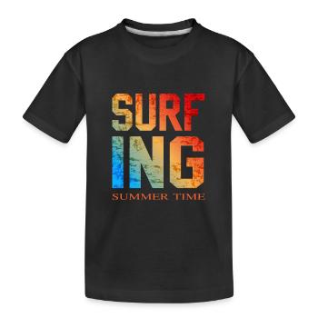 Planche à voile Surfsurf Planche de surf Heure d’été - T-shirt bio Premium Enfant - noir - Devant
