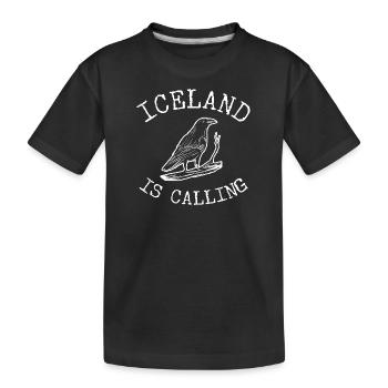 Iceland Raven Crow Raven Bird Iceland - Kids' Premium Organic T-Shirt - black - Front
