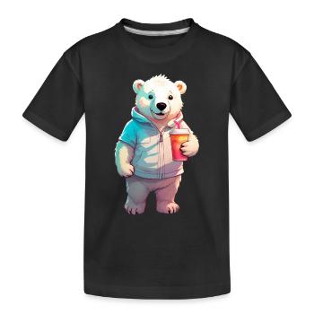 Baby Polarbär mit Milchshake - Kinder Premium Bio T-Shirt - Schwarz - Vorne
