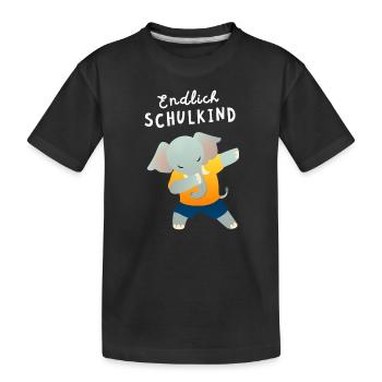 Endlich Schulkind Elefant Einschulung - Kinder Premium Bio T-Shirt - Schwarz - Vorne