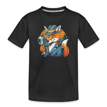 Renard détective - T-shirt bio Premium Enfant - noir - Devant