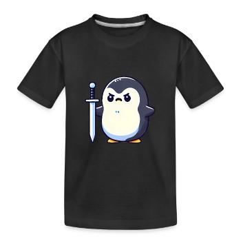 Winziger Pinguin-Krieger - Kinder Premium Bio T-Shirt - Schwarz - Vorne