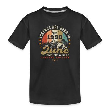 June 1990 Anniversary Juni 1990 Juni - Kids' Premium Organic T-Shirt - black - Front