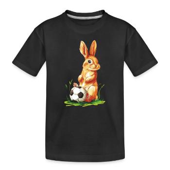 Fußball Hase Kaninchen Rabbit - Ostergeschenk Ball - Kinder Premium Bio T-Shirt - Schwarz - Vorne