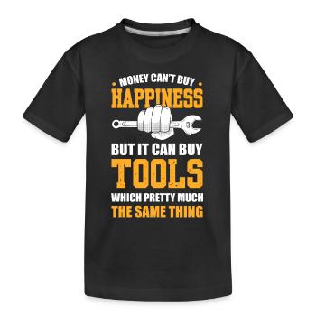 Money can't buy happiness, but you can't - Kids' Premium Organic T-Shirt - black - Front