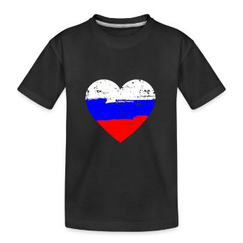 Russia Heart Flag - Kids' Premium Organic T-Shirt - black - Front