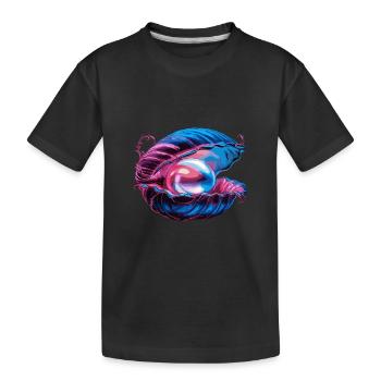 Muschel mit einer Perle für einen Strandmuschel - Kinder Premium Bio T-Shirt - Schwarz - Vorne