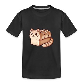 Cozy Cat Loaf Illustration - Kids' Premium Organic T-Shirt - black - Front