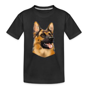 Tête de berger allemand (pour textiles foncés) - T-shirt bio Premium Enfant - noir - Devant
