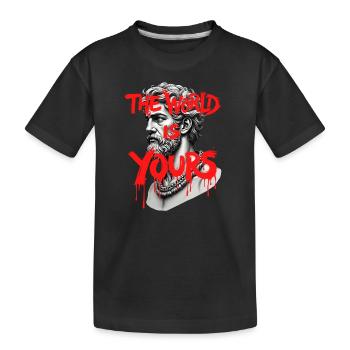 THE WORLD IS YOURS x GREEK GOD - Kids' Premium Organic T-Shirt - black - Front
