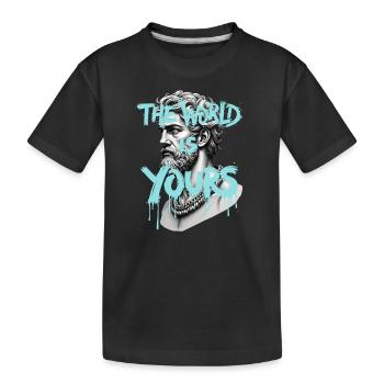 THE WORLD IS YOURS x GREEK GOD - Kids' Premium Organic T-Shirt - black - Front