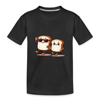 Cooles Gluten Brot Duo Cartoon Design - Kinder Premium Bio T-Shirt - Schwarz - Vorne