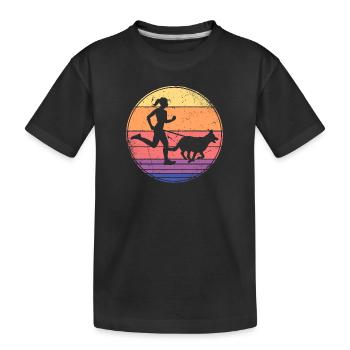 Canicross Läuferin Geländelauf Frauen - Kinder Premium Bio T-Shirt - Schwarz - Vorne