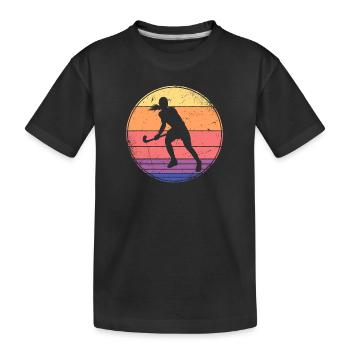 Hockeyspielerin Feldhockey Retro Hockey Frauen - Kinder Premium Bio T-Shirt - Schwarz - Vorne