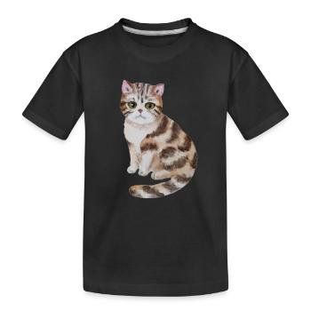 Süße Katze - Kinder Premium Bio T-Shirt - Schwarz - Vorne