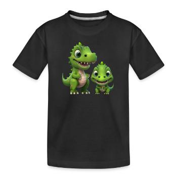 Dinosaur Baby Tyrannosaurus Two Dino T-Rex - Kids' Premium Organic T-Shirt - black - Front