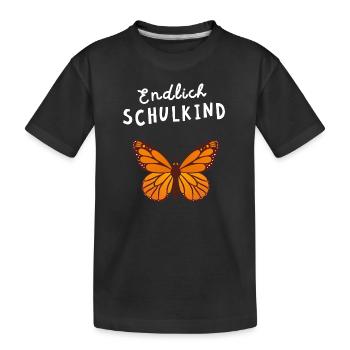Endlich Schulkind Schmetterling Einschulung - Kinder Premium Bio T-Shirt - Schwarz - Vorne