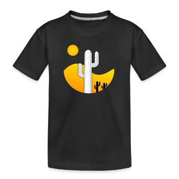 Dark landscape with cactus - Kids' Premium Organic T-Shirt - black - Front