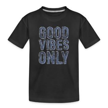 Positive energy in vintage style - Kids' Premium Organic T-Shirt - black - Front