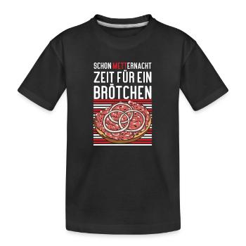 Mannes Mett Mettbrötchen Witzig Fleisch Essen - Kinder Premium Bio T-Shirt - Schwarz - Vorne