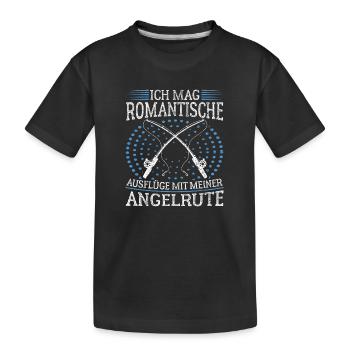 Romantische Ausflüge mit Angelrute Witz Angeln - Kinder Premium Bio T-Shirt - Schwarz - Vorne