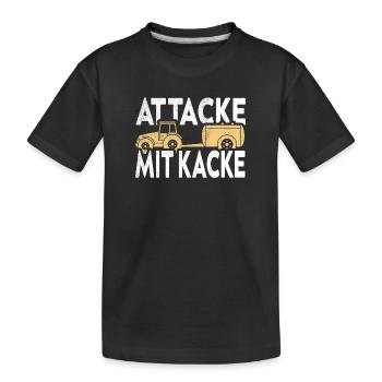 Attaque avec des excréments Drôle de fermier et d’agriculteur disant - T-shirt bio Premium Enfant - noir - Devant