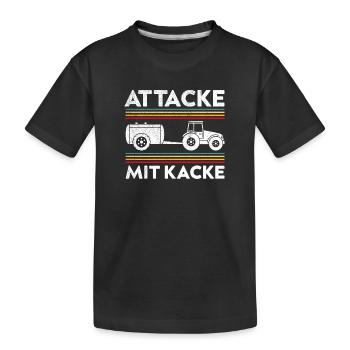 Attaque avec des excréments Drôle de fermier et d’agriculteur disant - T-shirt bio Premium Enfant - noir - Devant