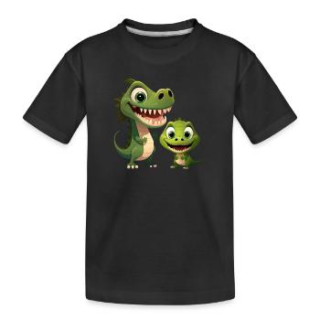 Dinosaur Baby Tyrannosaurus Two Dino T-Rex - Kids' Premium Organic T-Shirt - black - Front
