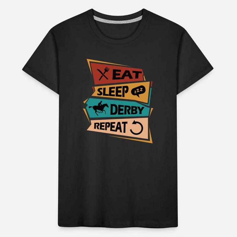 Manger Dormir Chevaux de course Répéter Cavalier Cheval T-shirt bio Premium Enfant