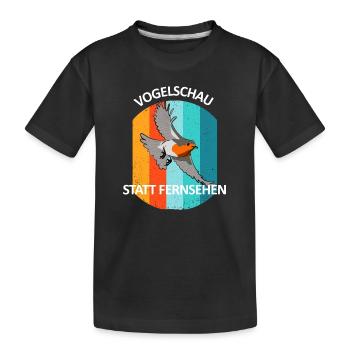 Vogelbeobachtung Vögel Beobachten Birding Vogel - Kinder Premium Bio T-Shirt - Schwarz - Vorne