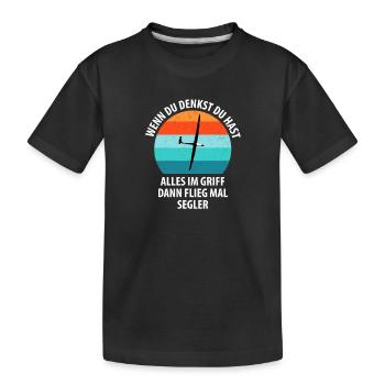 Segelflieger Segelfliegen Segelflugzeug Fliegen - Kinder Premium Bio T-Shirt - Schwarz - Vorne