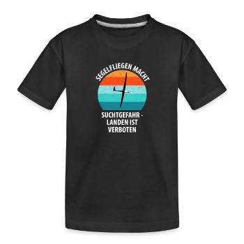 Segelflieger Segelfliegen Segelflugzeug Fliegen - Kinder Premium Bio T-Shirt - Schwarz - Vorne